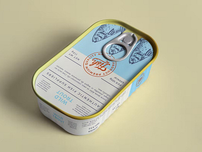 Sardine Fish Tin-Can Packaging Mockup app branding cute design illustration logo mockup package design packaging packaging design tin can