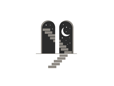Stairs That Never End door dream icon illustration moon stairs stars steps surreal symbol vector