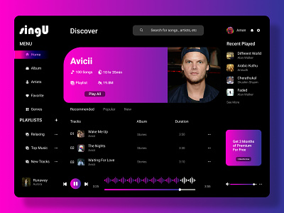 Music Streaming App Dashboard