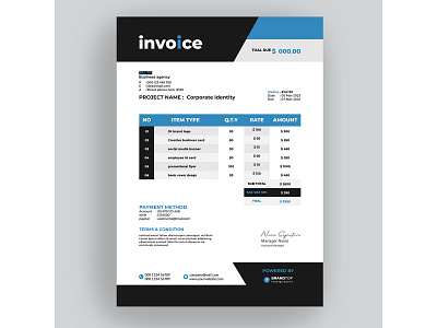 Corporate invoice Template design branding business card card corporate graphic design invoice design simple vector