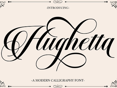 Hughetta Calligraphy Font branding calligraphy cards casual design elegant font illustration logo modern script wedding