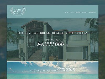 Lighthouse Bay Villas Homepage marketing photography based ui web website wip
