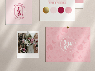 YWC Brand Design branding event designer icon logo logo type logotype pink pink logo pretty logo sparkles vector wedding planner