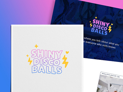 Shiny Disco Balls - Brand and Website 80s 80s style branding design fun funky lightening outline retro retro design