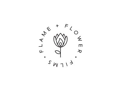 Flame + Flower Logo branding fire flame flower logo match minimal rose