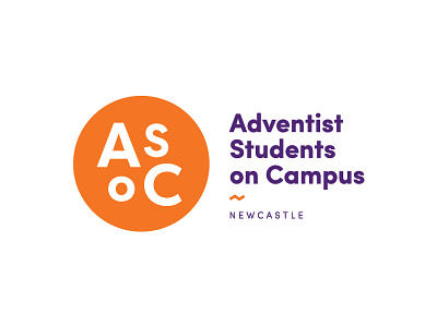 ASOC - adventist asoc branding church circle letters logo orange playful purple sda student uni university