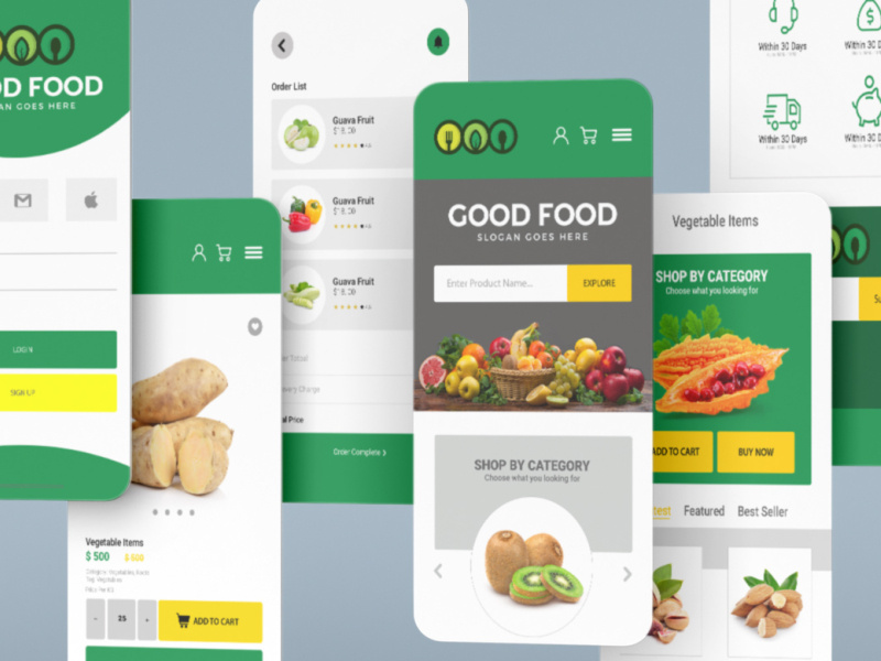 Organic Food app prototype by Srinivas on Dribbble