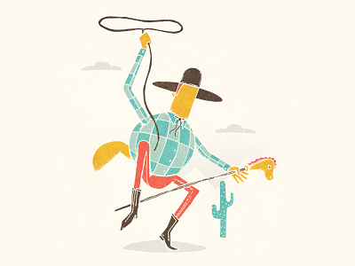 Cowboy color cowboy handdrawn illustration
