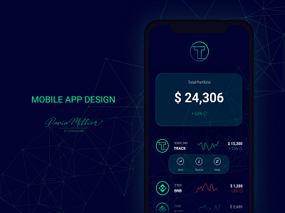 Mobile app "Traxir Wallet" crypto figma mobile app mobile app design ui uiux webdesign