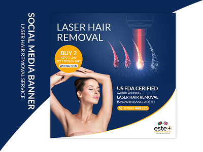 Social Media Banner | Laser hair removal Service banner branding design facebook post facebook post image graphic design illustration logo post image social media banner web web media