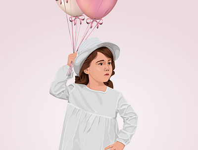 Girl with balloons design illustration vector