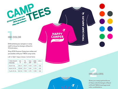 YMCA Camp Tee Flyer diagonal direct mail tees ymca