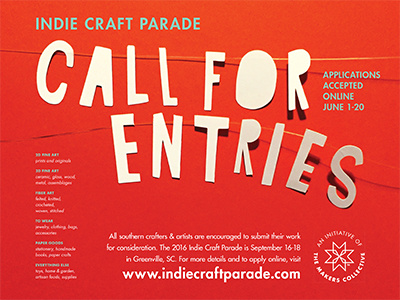 2016 Call for Entries Poster artist call for entries cut paper festival handmade indie craft parade maker poster