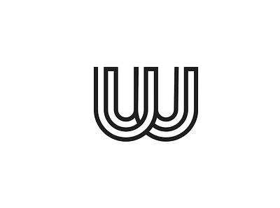 Unused W logo concept black and white lines logo overlap stroke w