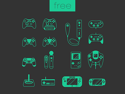 Free Game Set controller flat free game icon joystick minimal nintendo psd psp vector xbox