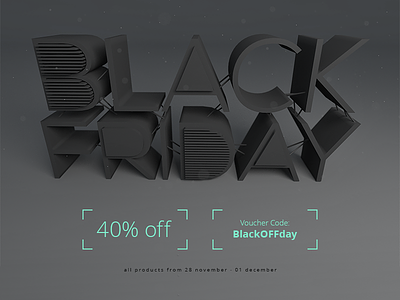 Black Friday 3d black code designconnected discount friday off text tipography voucher