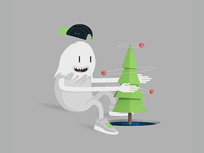 Christmas Monster christmas designconnected happy hat holidays illustration monster new sneakers snow tree year