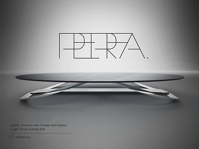 perfa. 3d chrome font furniture glass maya minimal minimalistic table typography vray