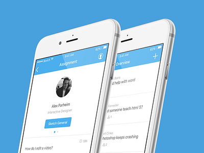 Ask for help app assign concept design profile project school second student ui ux