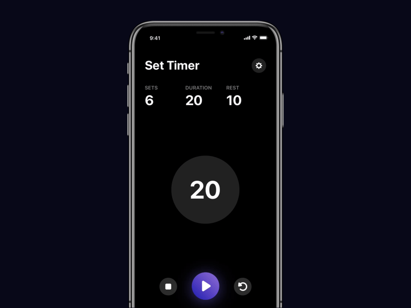 Meauve — Interval Timer animation app clean dark-theme design gif ios-11 pulse side-project timer ui ux workout