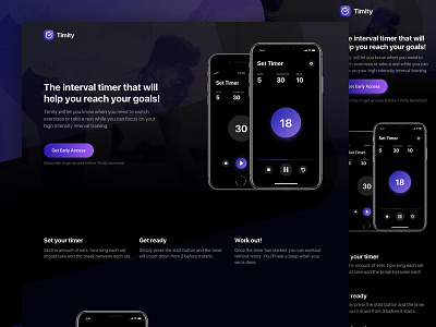 Meauve – Interval Timer App Website app clean dark design gradient product pulse theme timer ui ux website