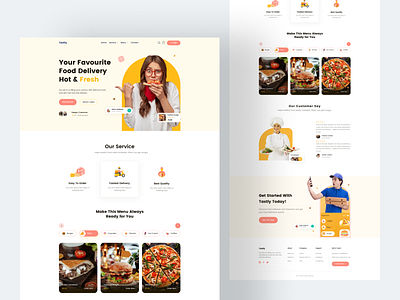 Food Delivery Landing Page branding colors delivery design food food and drinks food delivery service food web graphic design icon landing logo page restaurant typography ui ui design ux web yellow