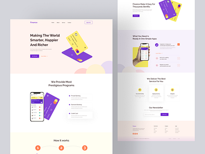 Finance Landing Page application banking card colors credit card crypto digital banking finance fintech interface investments landing page loan service money payments saas transactions uiux web design web site