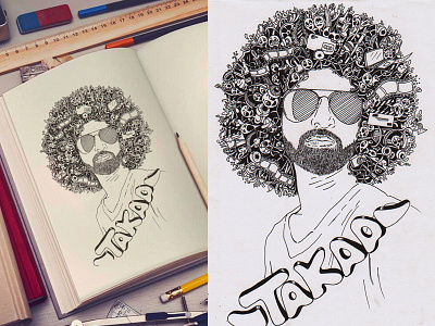 Doodle illustration for portfolio cover of video editor (Takas)