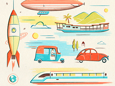 The Quarterly airship boat car illustration spaceship train transport