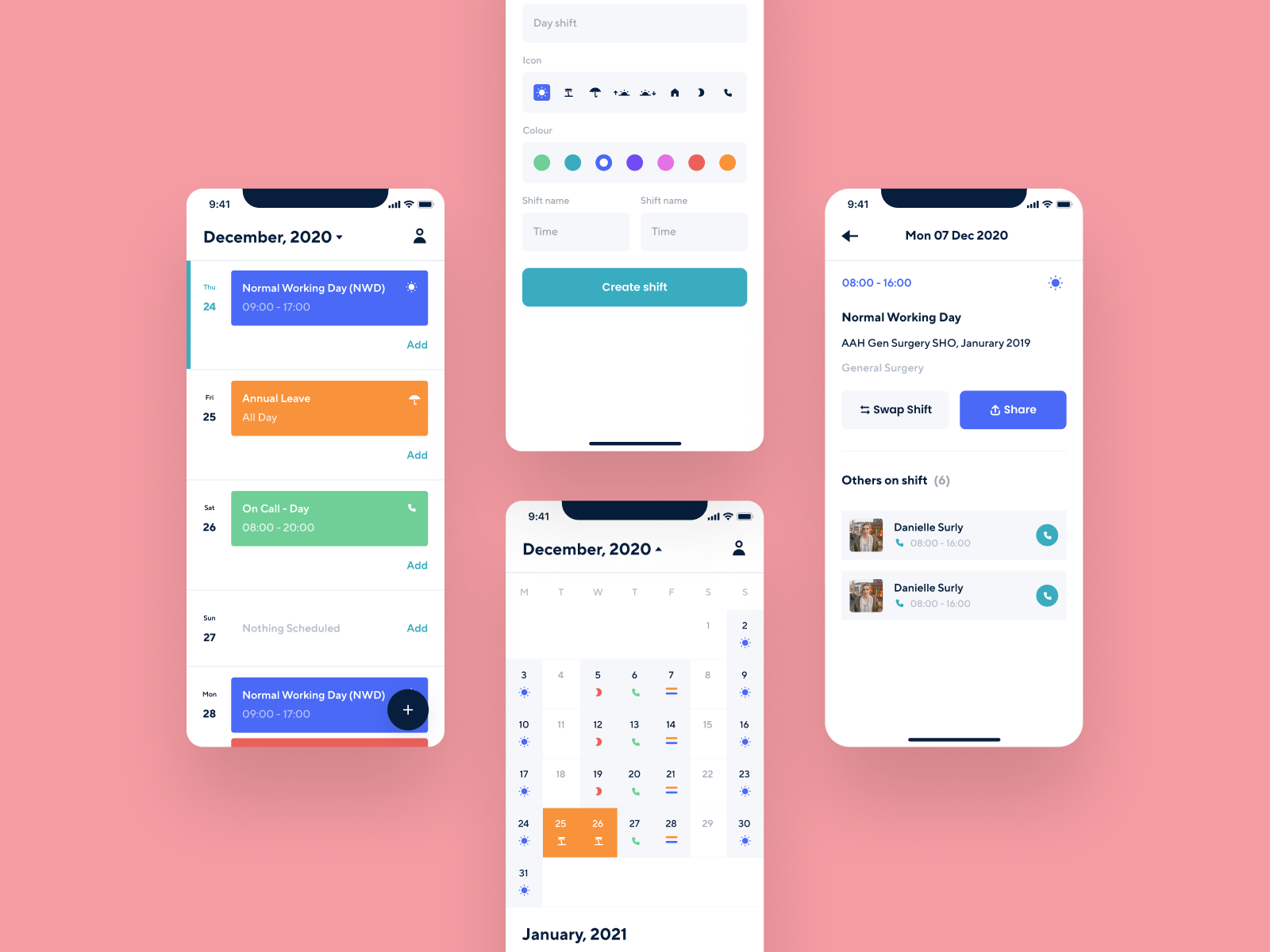 Doctor Shift Planning App UI by Andy Kelly for The Bang on Dribbble
