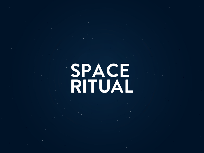 Space Ritual UFO animation beams brand logo pop ritual rocket space stars take off type ufo