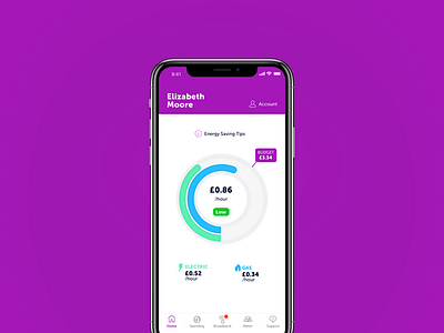 Energy Tracker iPhone X App UI app clever colourful energy graph iphone x negative pop space typography ui vibrant