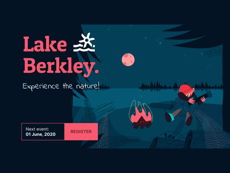 Lake Berkley - Landing page concept animation gif illustration motion motiondesign ui web