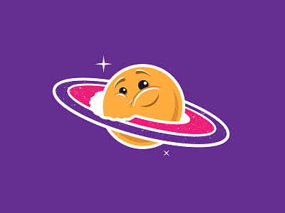Just a snack! chewing cute disk eating illustration logo planet saturn space star universe