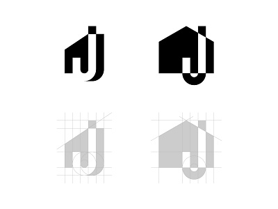 J + House marks brand branding h house j letter logo mark negative space vector
