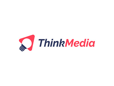 ThinkMedia Logo blue button cursor idea lightbulb media mouse play red think