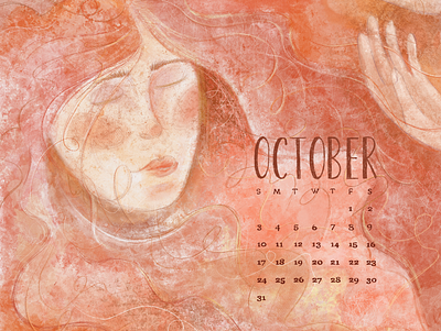 OCTOBER calendar illustration october