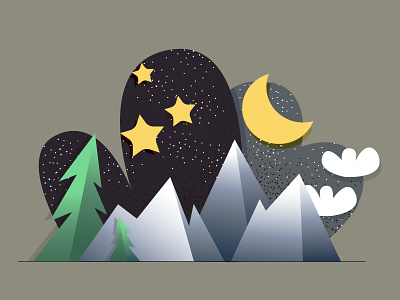 Горы graphic design illustration vector горы звезды луна ночь
