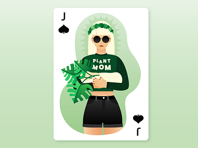 Plant Mom – Jack of Spades card deck deck of cards illustration jack jack of spades madonna madonna and child plant plant mom plants spade spades wild ducks