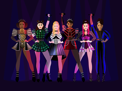 Six the Musical anne boleyn anne of cleves broadway catherine howard catherine of aragon catherine parr characters costumes fan art fanart henry viii illustration jane seymour musical performance pop stars queen queens royalty six