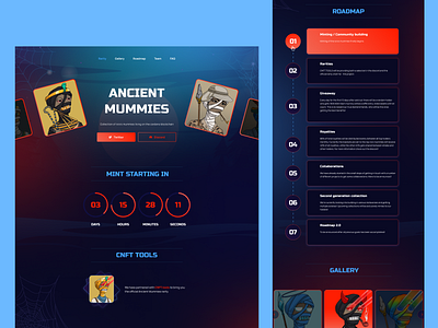 landing page design for Ancient Mummies