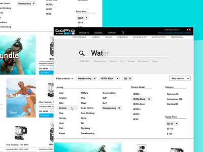 Redesign for GoPro Search camera gopro search sort surf tags thumbnails