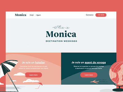 Monica app startup ui ux vacation website wedding