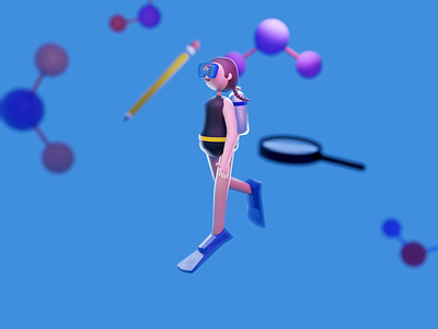 3D Character 3d 3d character 3d illustration blender character design diving illustration science toy