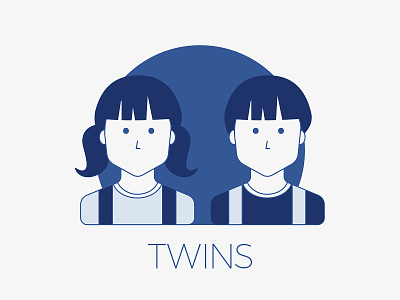 Twins blueandwhite characterdesign characters design graphics illustration siblings twins vector