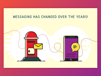 Then - Now! chat graphics illustration mail message mobile postbox
