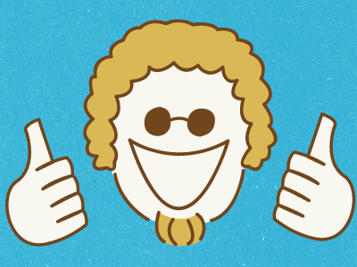 Eyyyyy! blue brown cool face fonzie illustration thumbs up yellow