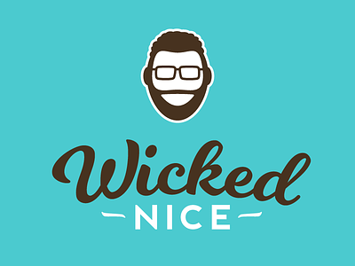 Wicked Nice blue branding design identity illustration logo script type typography
