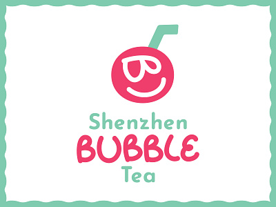 Shenzhen Bubble Tea Logo branding bubbletea green indentitydesign lettering logo logocore logodesign mascot pink typography