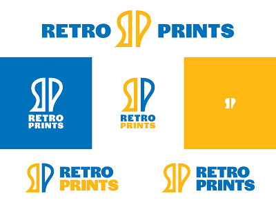 Retro Prints Logo blue branding identitydesign logo logocore logodesign retro thicklines typography yellow